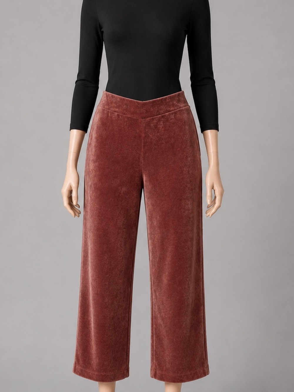 Pure Jill Velvet Wide-Leg Pants in Dusty Mauve